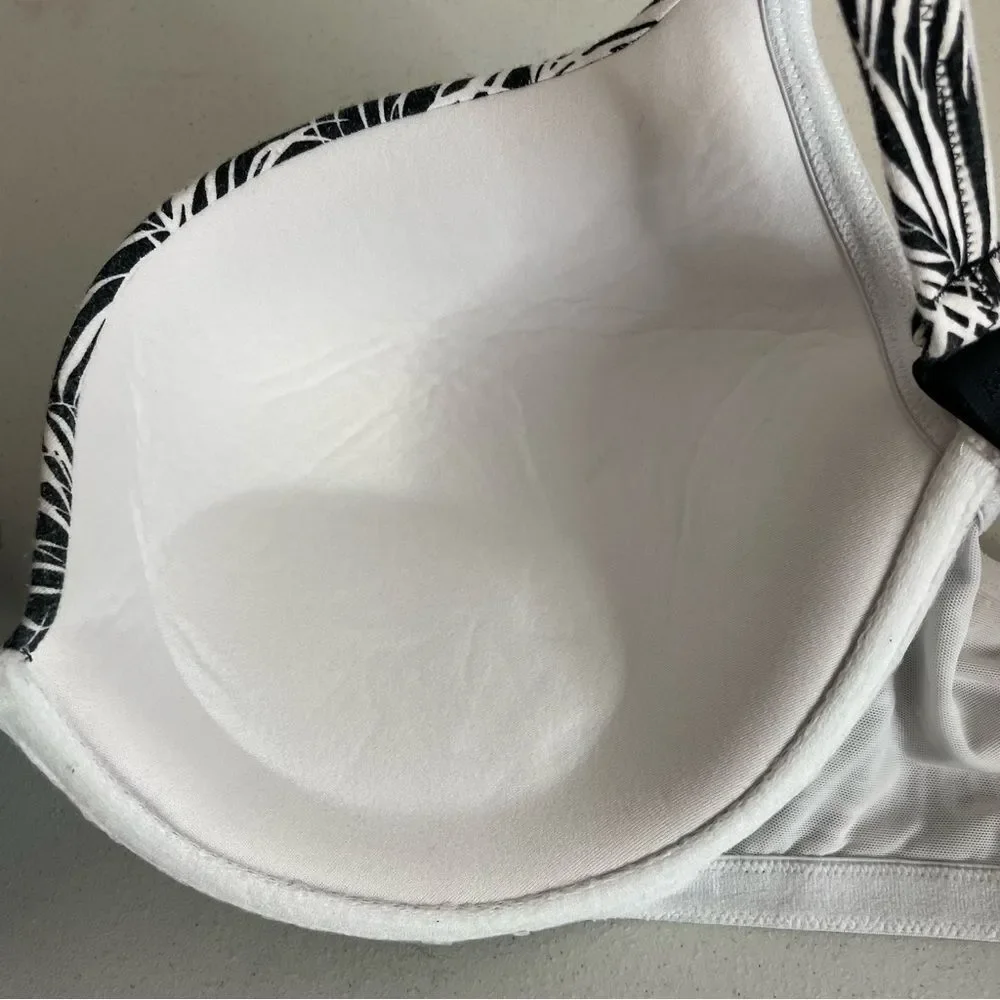 Cacique Boost Plunge Cotton Bra Zebra Palm Print Size 44DD